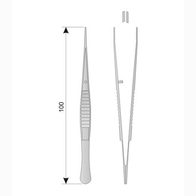 Пинцет анатомический глазной прямой