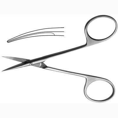 Ножницы глазные остроконечные вертикально-изогнутые