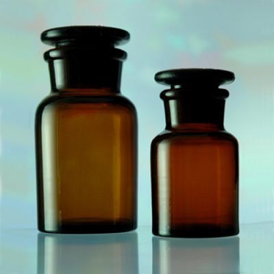 Склянки для реактивов из темного стекла с широкой горловиной и притертой пробкой 60 мл