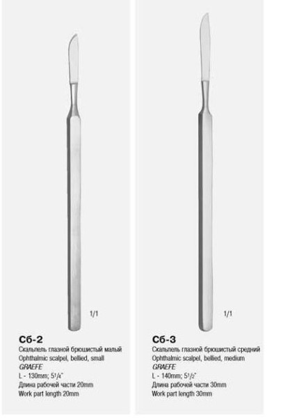 Скальпель глазной брюшистый малый